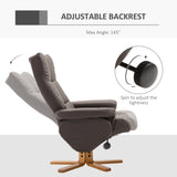 Faux Leather Recliner Chair 80cm Wide With Footstool And Wooden Base - Velmora