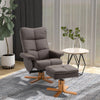 Faux Leather Recliner Chair 80cm Wide With Footstool And Wooden Base - Velmora