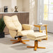 Faux Leather Recliner Chair 80cm Wide With Footstool And Wooden Base - Velmora