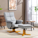 Faux Leather Recliner Chair 80cm Wide With Footstool And Wooden Base - Velmora