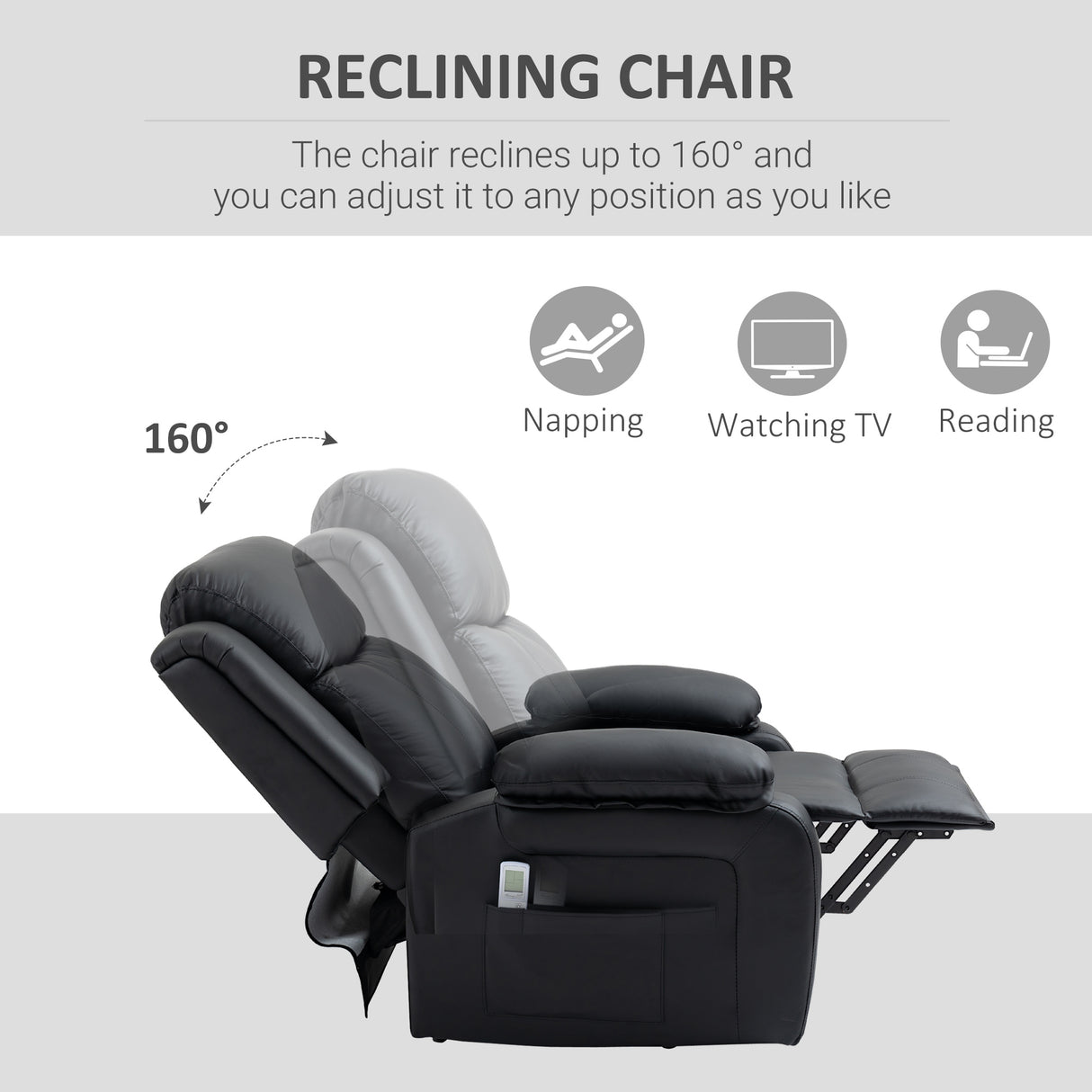 Faux Leather Recliner Chair 82cm Wide - Velmora
