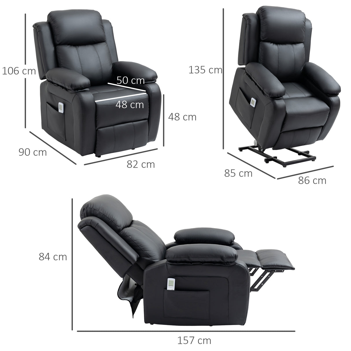 Faux Leather Recliner Chair 82cm Wide - Velmora