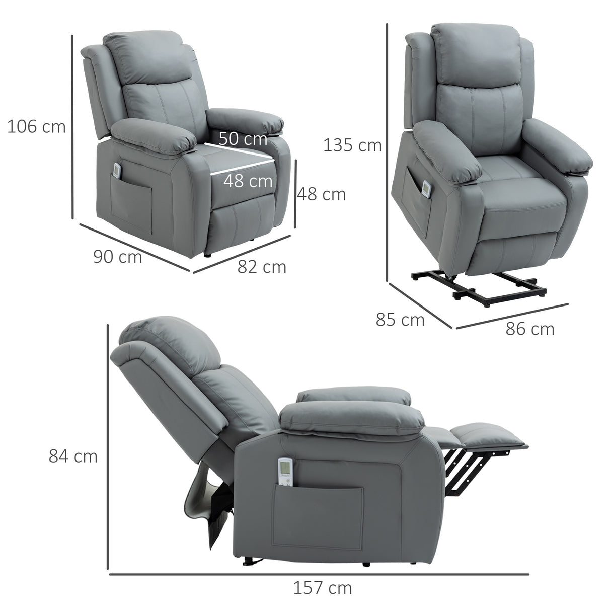 Faux Leather Recliner Chair 82cm Wide - Velmora