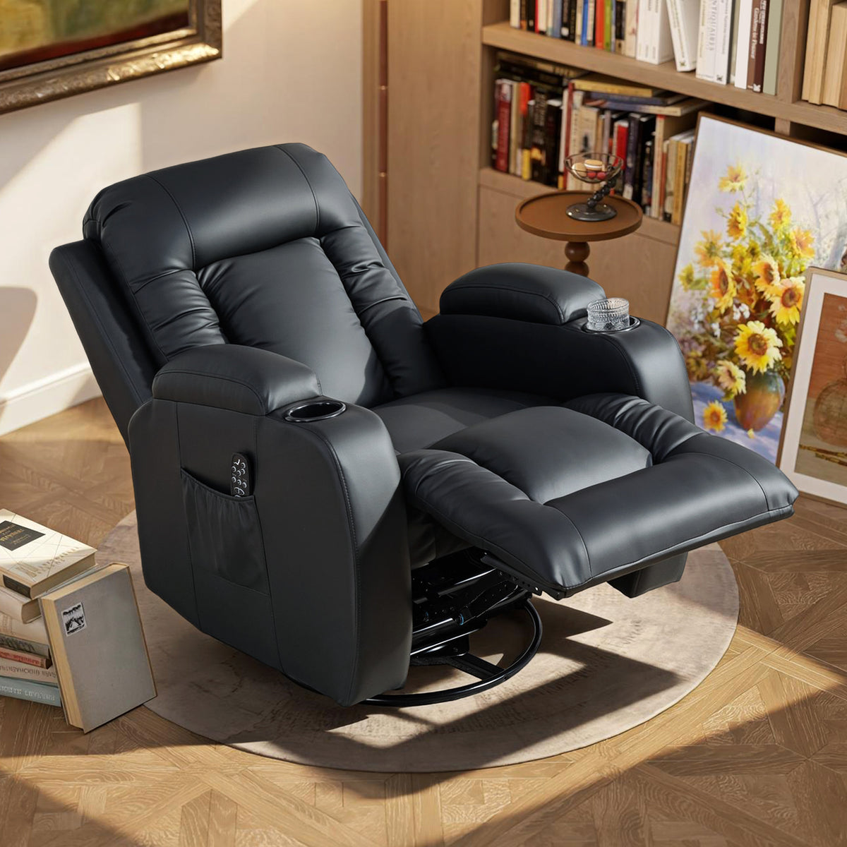 Faux Leather Recliner Chair 82cm Wide With Extended Footrest - Velmora