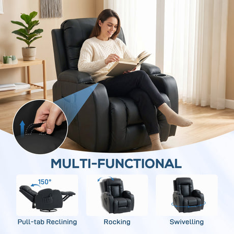 Faux Leather Recliner Chair 82cm Wide With Extended Footrest - Velmora