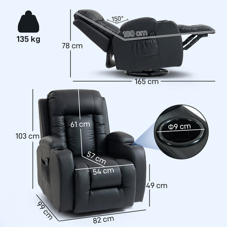 Faux Leather Recliner Chair 82cm Wide With Extended Footrest - Velmora