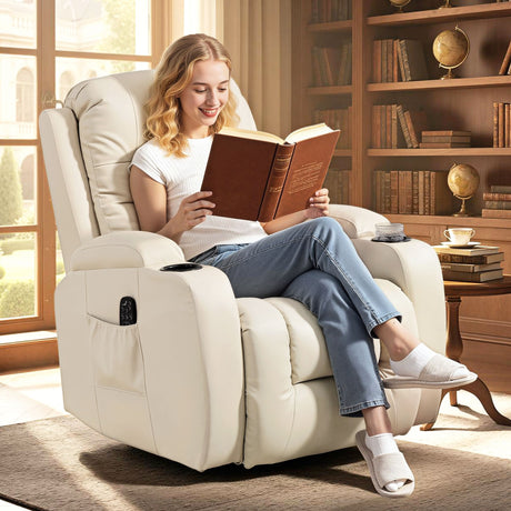 Faux Leather Recliner Chair 82cm Wide With Extended Footrest - Velmora