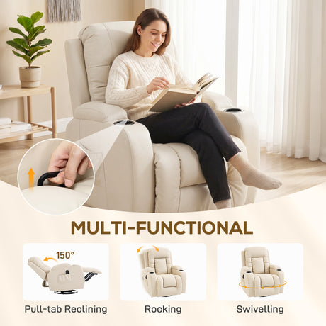 Faux Leather Recliner Chair 82cm Wide With Extended Footrest - Velmora
