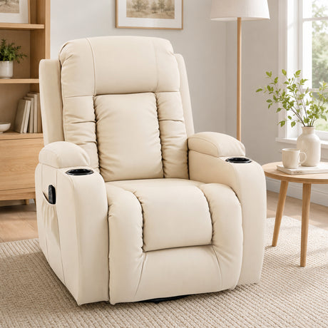 Faux Leather Recliner Chair 82cm Wide With Extended Footrest - Velmora