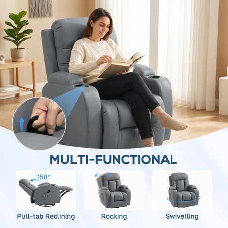 Faux Leather Recliner Chair 82cm Wide With Extended Footrest - Velmora