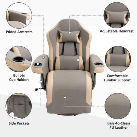 Faux Leather Recliner Chair 82cm Wide With Footrest - Velmora