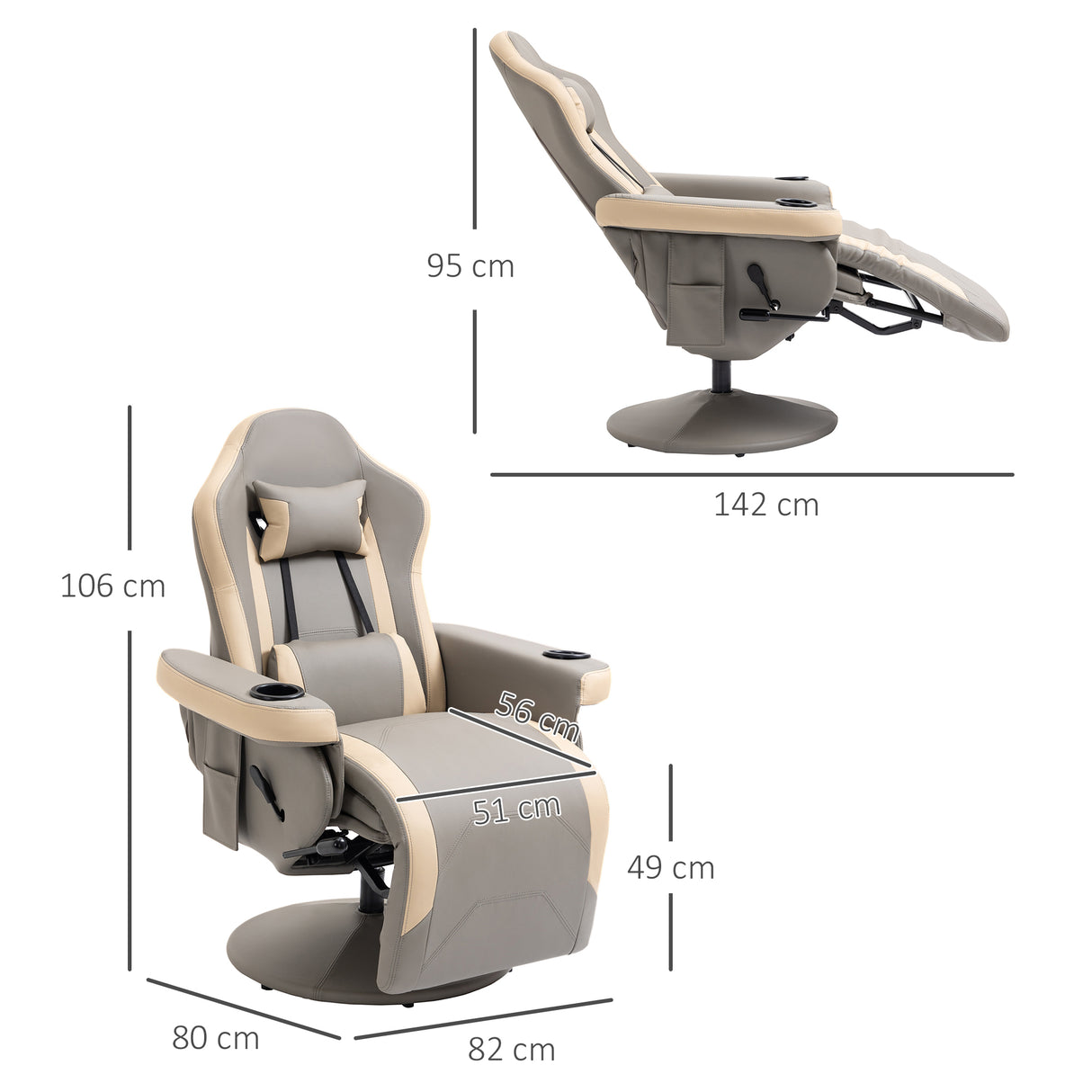 Faux Leather Recliner Chair 82cm Wide With Footrest - Velmora