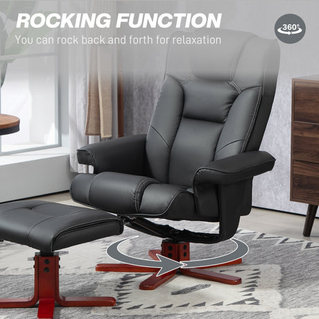 Faux Leather Recliner Chair 84cm Wide With Footstool - Velmora