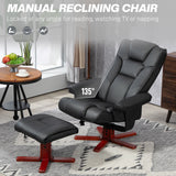 Faux Leather Recliner Chair 84cm Wide With Footstool - Velmora