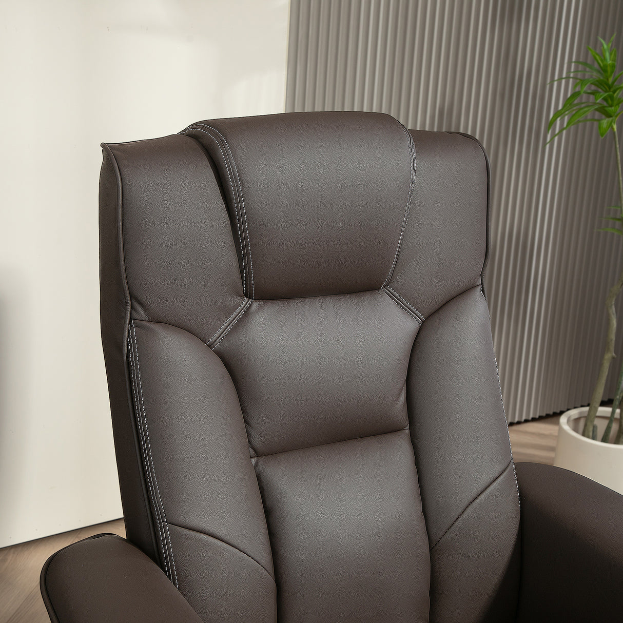 Faux Leather Recliner Chair 84cm Wide With Footstool - Velmora