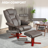 Faux Leather Recliner Chair 84cm Wide With Footstool - Velmora