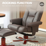 Faux Leather Recliner Chair 84cm Wide With Footstool - Velmora