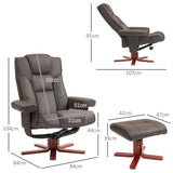 Faux Leather Recliner Chair 84cm Wide With Footstool - Velmora