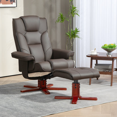Faux Leather Recliner Chair 84cm Wide With Footstool - Velmora