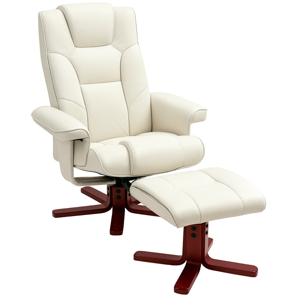 Faux Leather Recliner Chair 84cm Wide With Footstool - Velmora