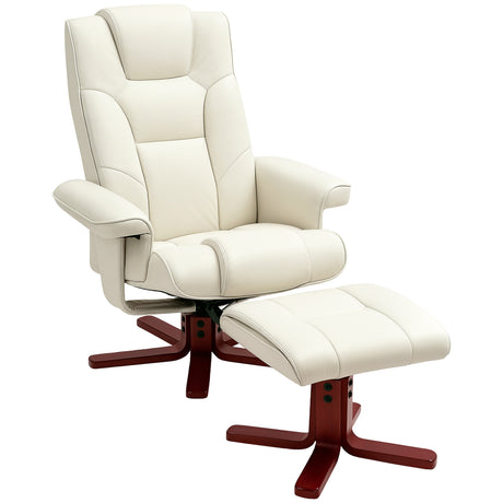 Faux Leather Recliner Chair 84cm Wide With Footstool - Velmora