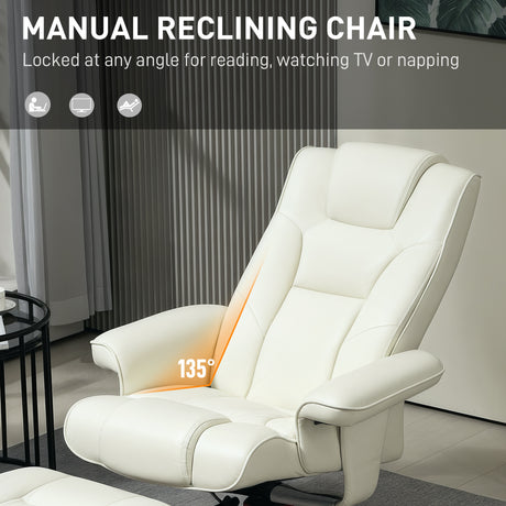Faux Leather Recliner Chair 84cm Wide With Footstool - Velmora