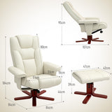 Faux Leather Recliner Chair 84cm Wide With Footstool - Velmora
