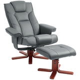 Faux Leather Recliner Chair 84cm Wide With Footstool - Velmora