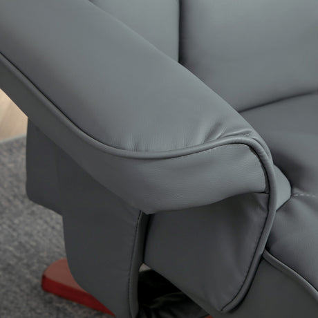 Faux Leather Recliner Chair 84cm Wide With Footstool - Velmora