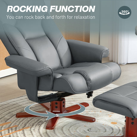 Faux Leather Recliner Chair 84cm Wide With Footstool - Velmora