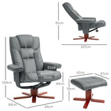 Faux Leather Recliner Chair 84cm Wide With Footstool - Velmora