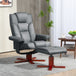 Faux Leather Recliner Chair 84cm Wide With Footstool - Velmora