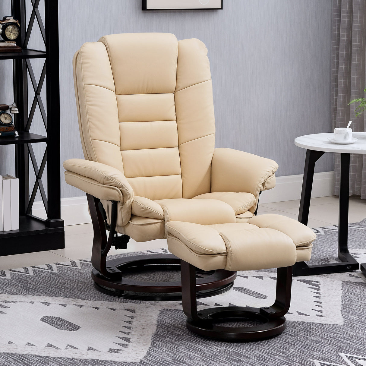 Faux Leather Recliner Chair 85cm Wide With Footstool - Velmora