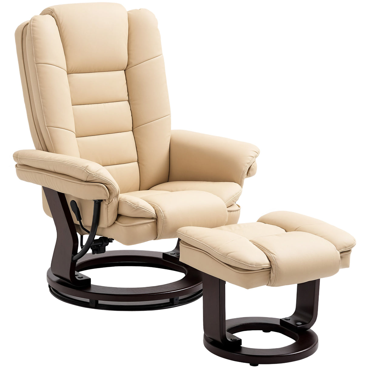 Faux Leather Recliner Chair 85cm Wide With Footstool - Velmora