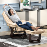 Faux Leather Recliner Chair 85cm Wide With Footstool - Velmora
