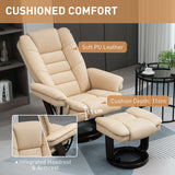 Faux Leather Recliner Chair 85cm Wide With Footstool - Velmora