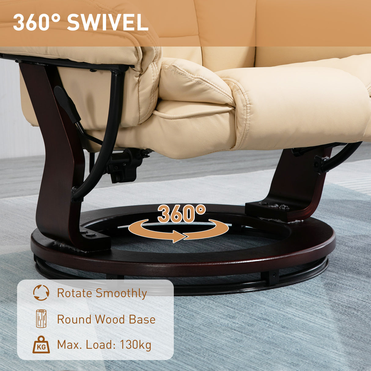 Faux Leather Recliner Chair 85cm Wide With Footstool - Velmora
