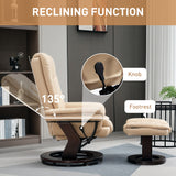 Faux Leather Recliner Chair 85cm Wide With Footstool - Velmora