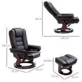 Faux Leather Recliner Chair 85cm Wide With Footstool - Velmora