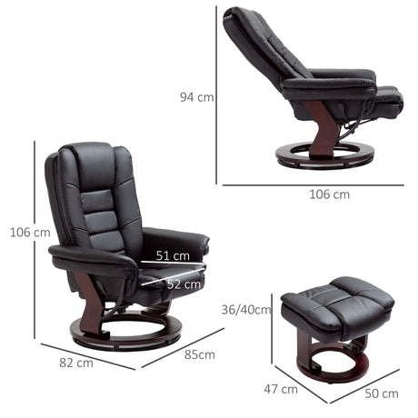 Faux Leather Recliner Chair 85cm Wide With Footstool - Velmora