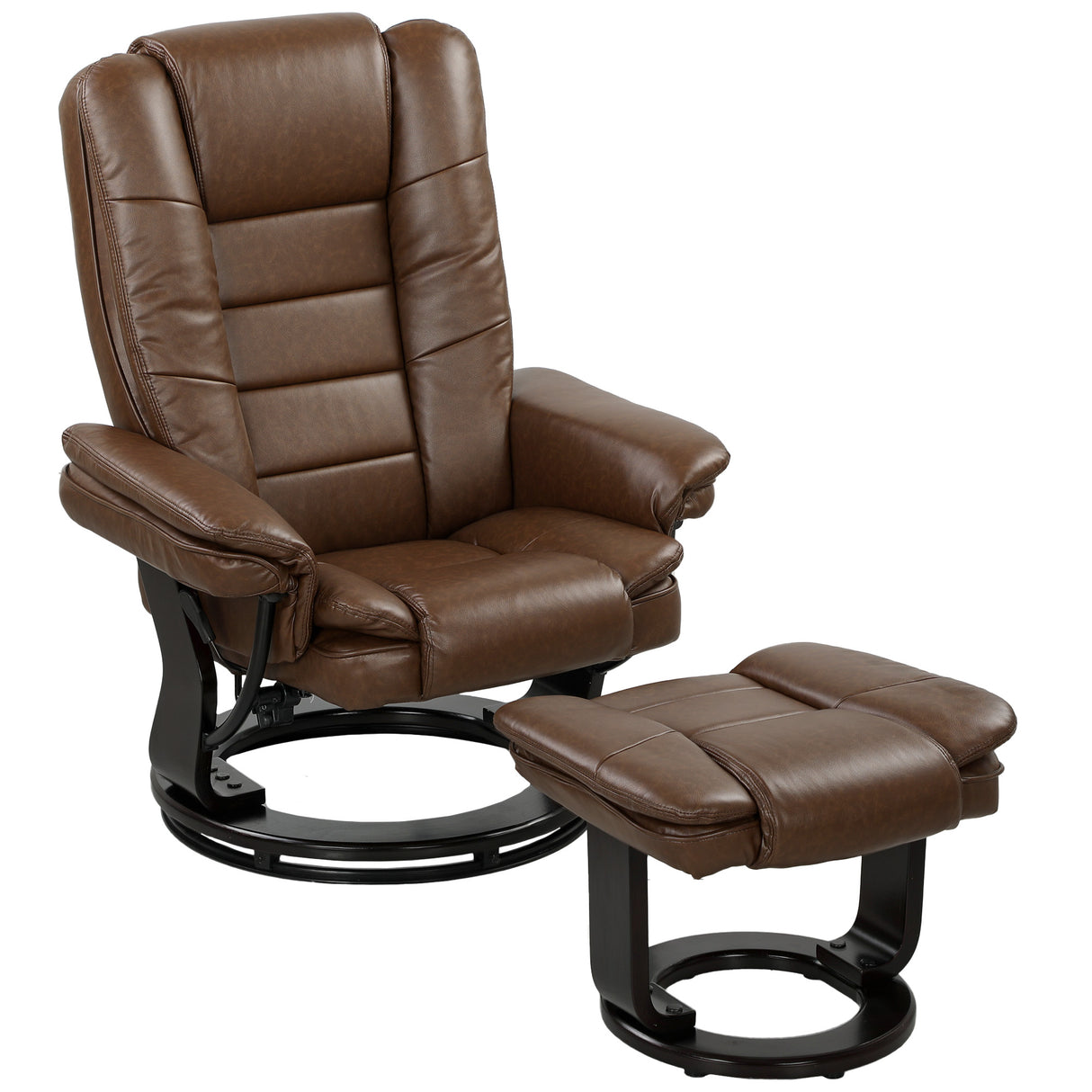 Faux Leather Recliner Chair 85cm Wide With Footstool - Velmora