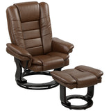 Faux Leather Recliner Chair 85cm Wide With Footstool - Velmora