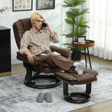 Faux Leather Recliner Chair 85cm Wide With Footstool - Velmora