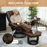 Faux Leather Recliner Chair 85cm Wide With Footstool - Velmora