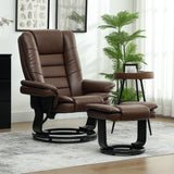 Faux Leather Recliner Chair 85cm Wide With Footstool - Velmora