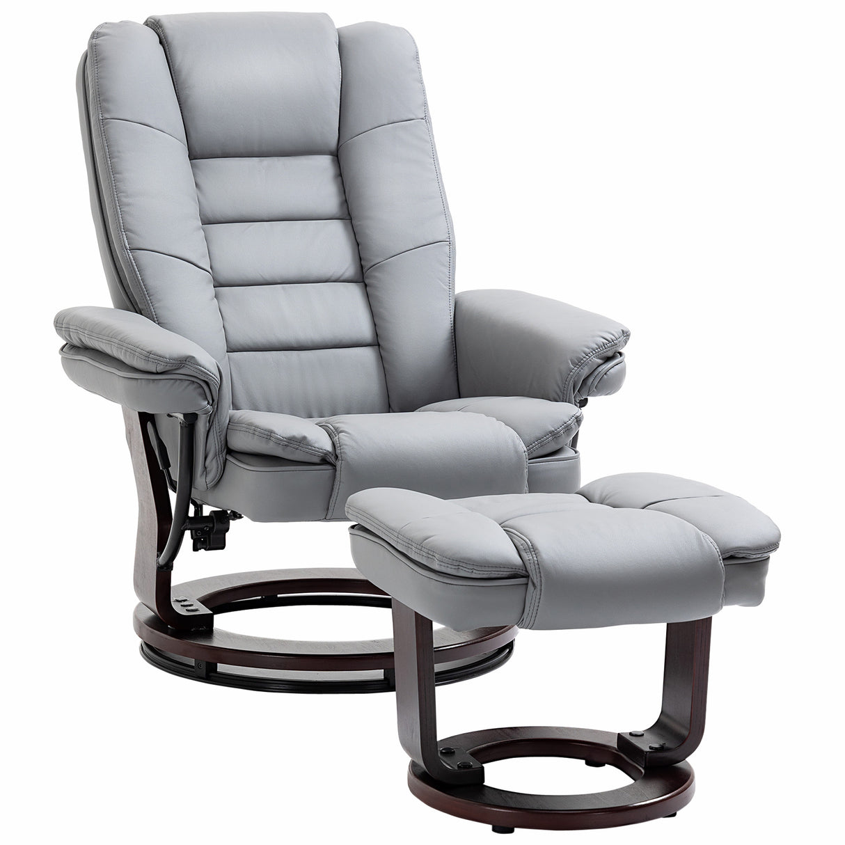 Faux Leather Recliner Chair 85cm Wide With Footstool - Velmora