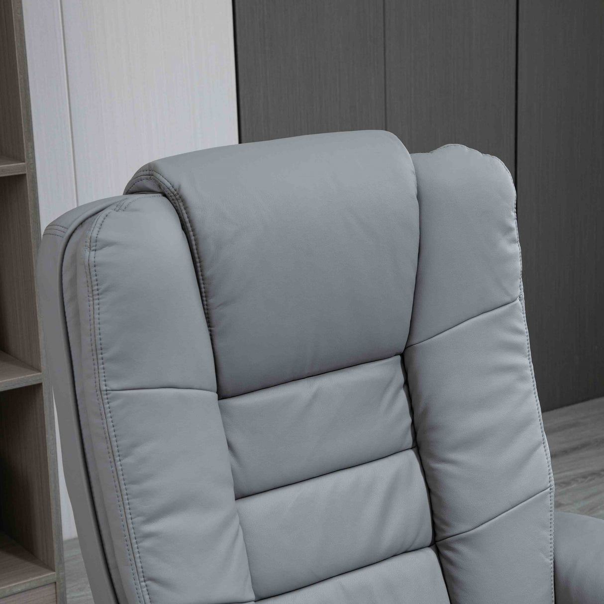 Faux Leather Recliner Chair 85cm Wide With Footstool - Velmora