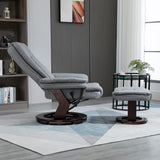 Faux Leather Recliner Chair 85cm Wide With Footstool - Velmora