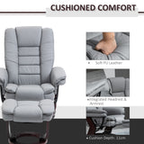 Faux Leather Recliner Chair 85cm Wide With Footstool - Velmora