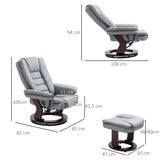 Faux Leather Recliner Chair 85cm Wide With Footstool - Velmora
